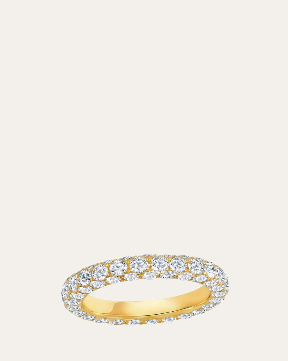 18K Yellow Gold 3-Sided Diamond Band Ring, Size
